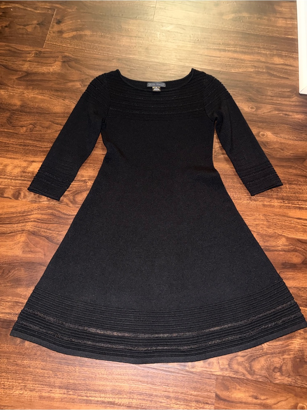 Black A-Line Knit Dress with Scoop Neck